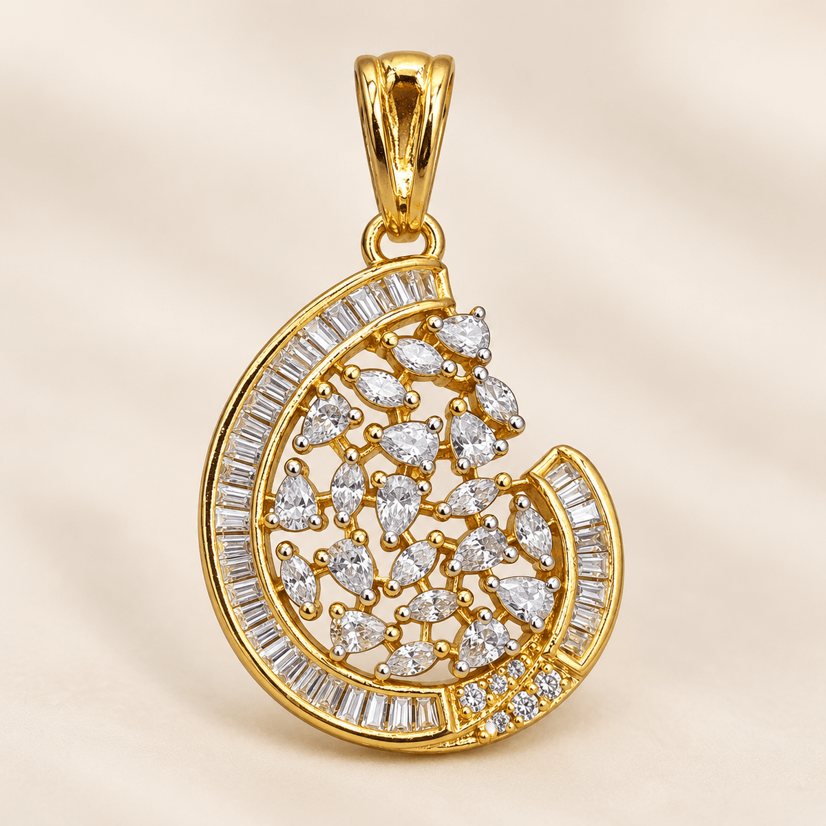 Aavya Spiral Radiance CZ Pendant Set - Nirvan Jewels