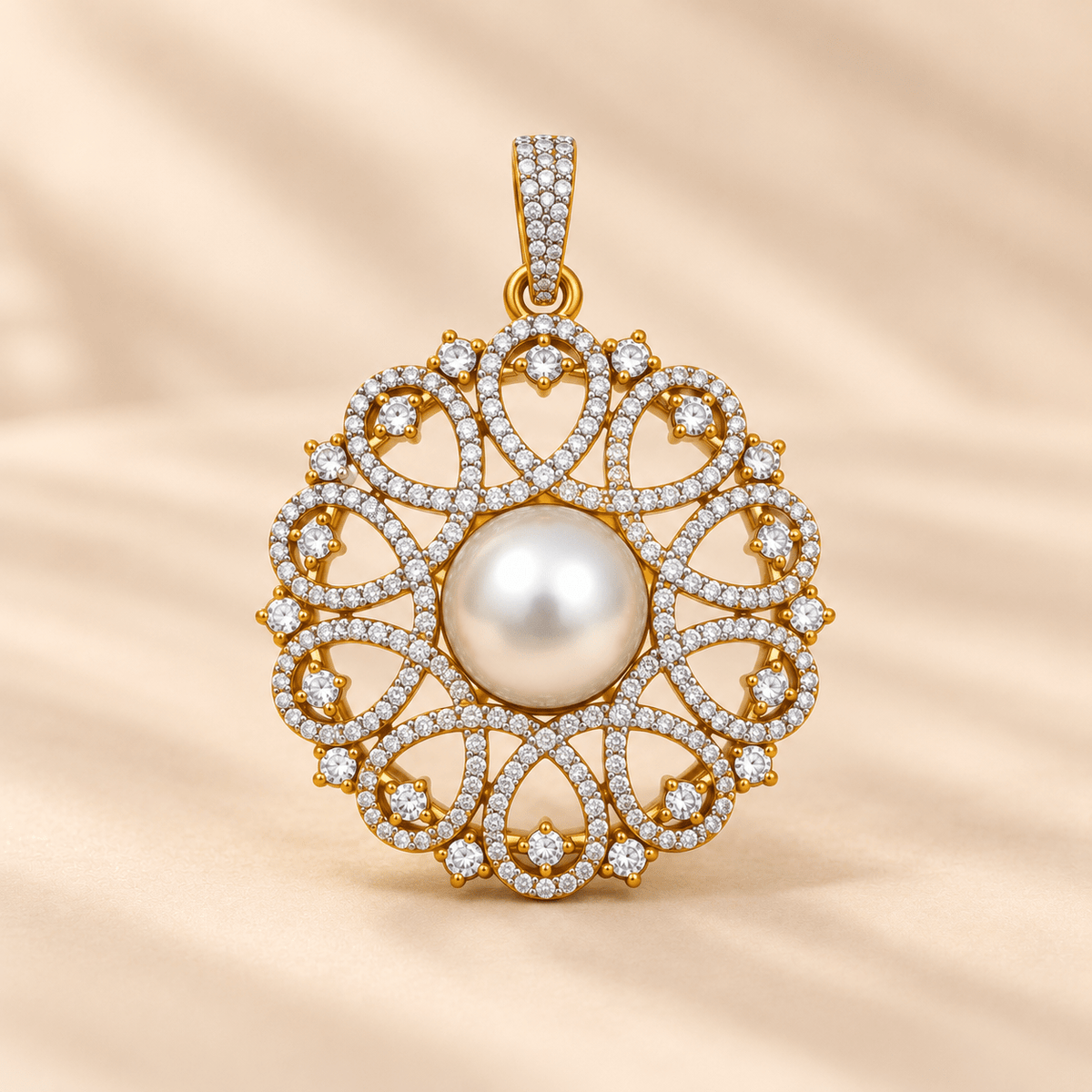 Anaya Pearl Bloom CZ Pendant Set - Nirvan Jewels