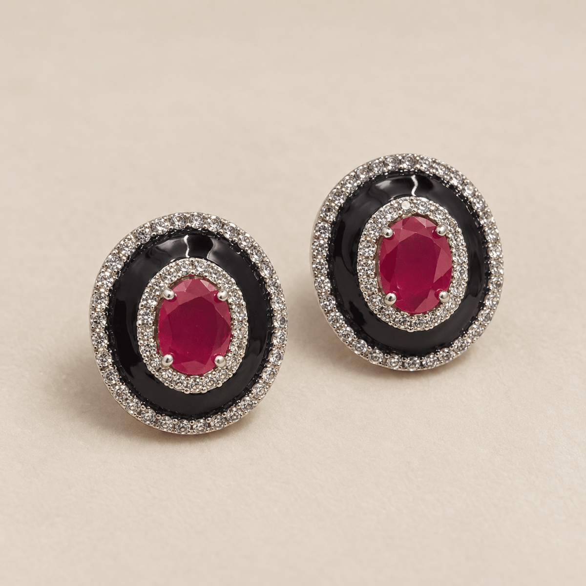 Aurelia Oval CZ Statement Stud Earrings - Nirvan Jewels