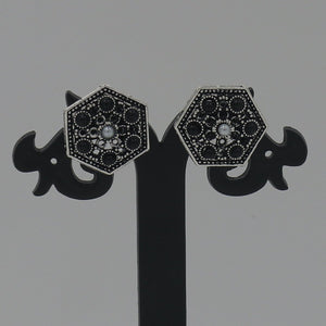 Sona Pentagon Shape Oxidized Earring - Nirvan Jewels