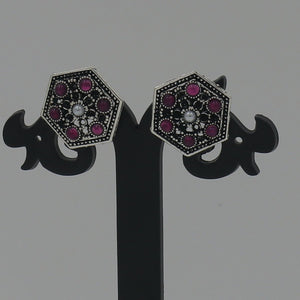 Sona Pentagon Shape Oxidized Earring - Nirvan Jewels