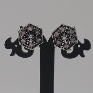 Sona Pentagon Shape Oxidized Earring - Nirvan Jewels