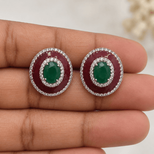 Aurelia Oval CZ Statement Stud Earrings - Nirvan Jewels