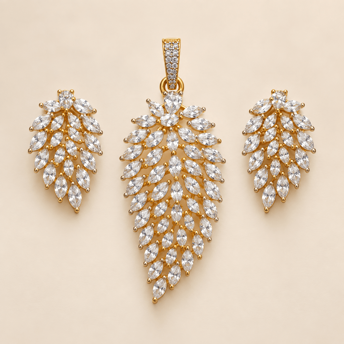 Meher Marquise Cascade CZ Pendant Set - Nirvan Jewels