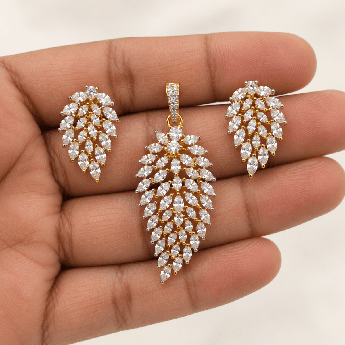 Meher Marquise Cascade CZ Pendant Set - Nirvan Jewels