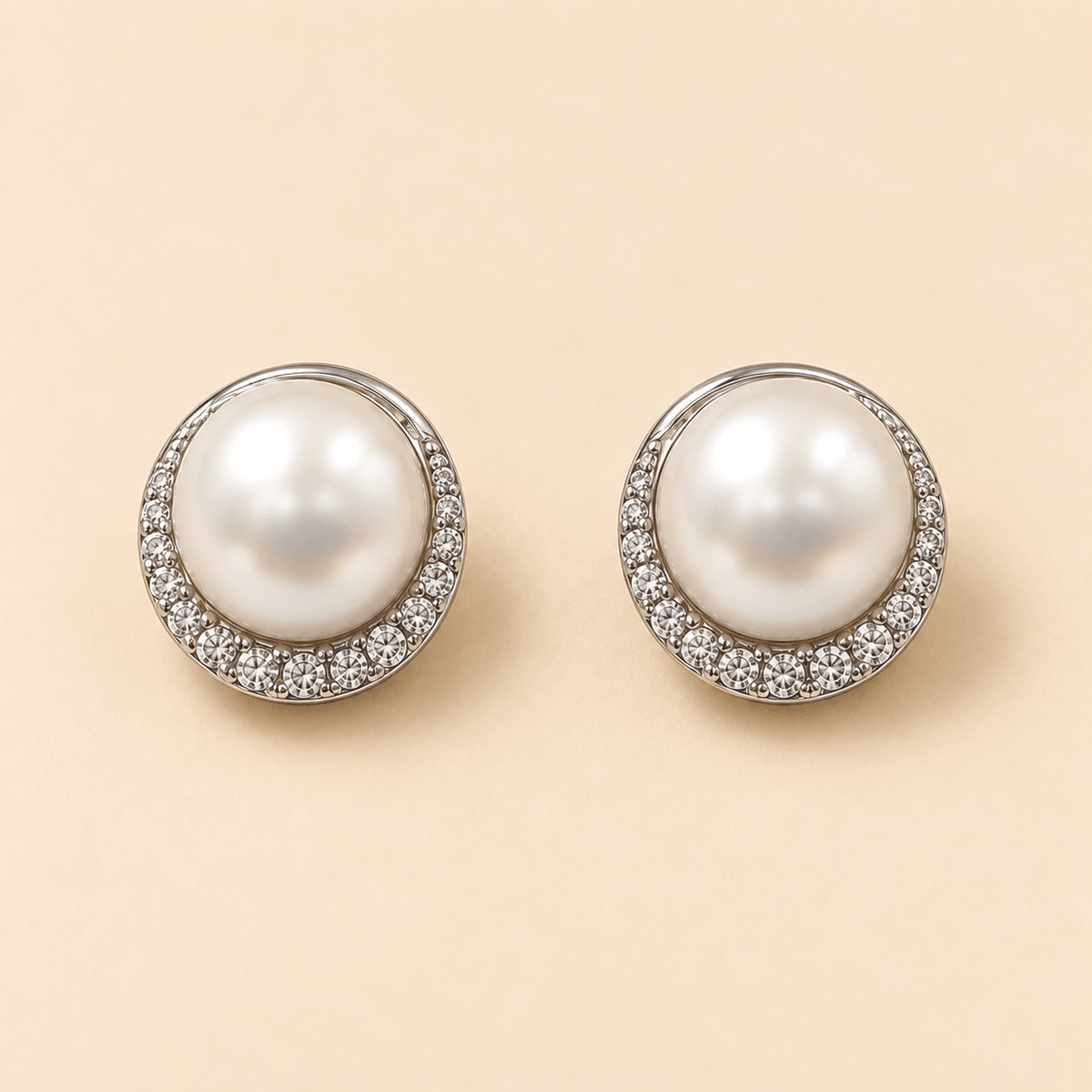 Naira Pearl Halo CZ Pendant Set - Nirvan Jewels