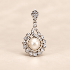 Saanvi Pearl Swirl CZ Pendant Set - Nirvan Jewels