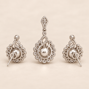 Saanvi Pearl Swirl CZ Pendant Set - Nirvan Jewels
