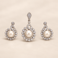 Saanvi Pearl Swirl CZ Pendant Set - Nirvan Jewels