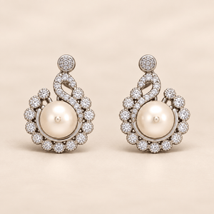 Saanvi Pearl Swirl CZ Pendant Set - Nirvan Jewels