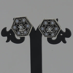 Sona Pentagon Shape Oxidized Earring - Nirvan Jewels