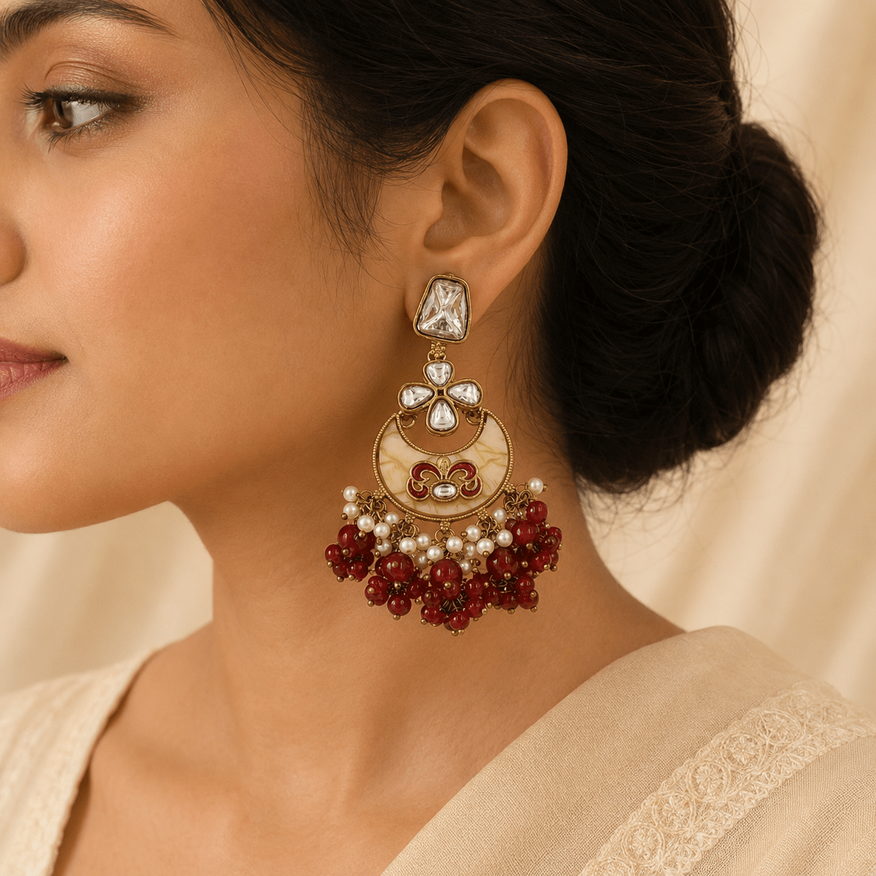 Tanvika Chandbali Earring - Nirvan Jewels
